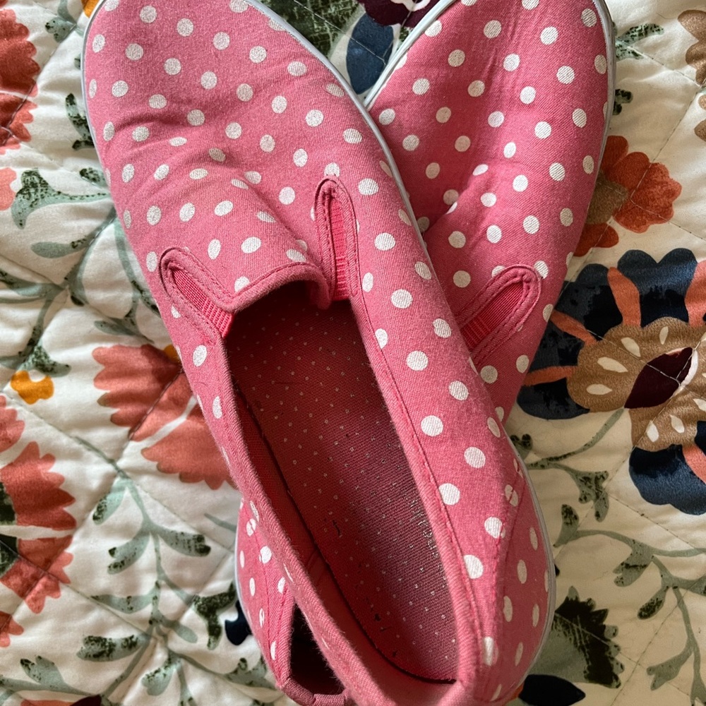 Pink Polka Dot Slip-On Shoes